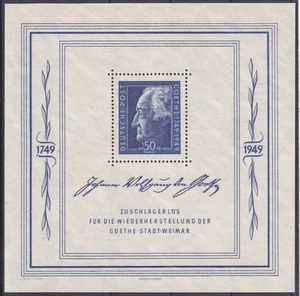 SBZ Édition Générale Bloc 6 Goethe Non Utilisé * 1949 (Mi. 150,-€) - Imagen 1 de 2