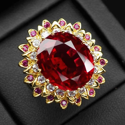 Anillos hechos a mano de turmalina rubelita roja sangre de 25 quilates de plata de ley 925 talla 7 Foto 1 de 4