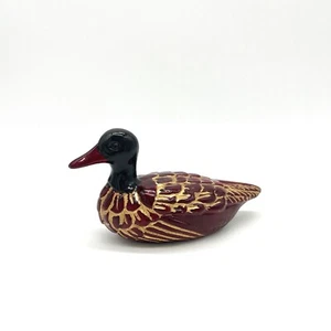 Pierre Dupont Decoy Duck Figurine Red Gold Accent Vintage Home Decor - Bild 1 von 9