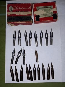 Lot of 21 Vintage R Esterbrook Calligraphy Fountain Pen Nibs 788 & 14 in Box - Picture 1 of 9
