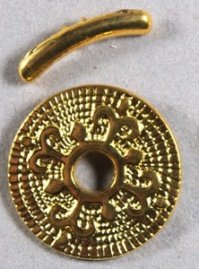 Gold Finish Chinese Coin Toggle Clasps 31MM (4) LEAD & NICKEL FREE - Picture 1 of 1