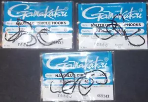 3 PACKS (18 HOOKS) GAMAKATSU NAUTILUS CIRCLE 4/0 HOOKS 42414 FREE SHIPPING - Picture 1 of 1