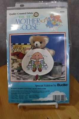 Bucilla ~ The Real Mother Goose - HUMPTY DUMPTY Cross Stitch Bib Pattern Only - Image 1 of 2