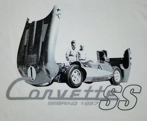 Vintage 90s CORVETTE T-Shirt SS Sebring 1957 White Anvil tags Mens NEW Unworn XL - Picture 1 of 5