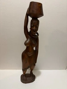 African Vintage Incense Burner 2' Tall Tribal Woman Scarification Collar Rare - Picture 1 of 8