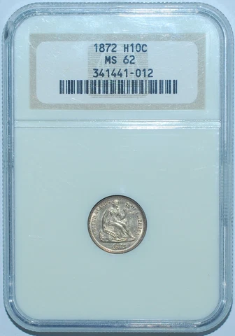 1872 P NGC MS62 H10C Seated Liberty Half Dime Cover