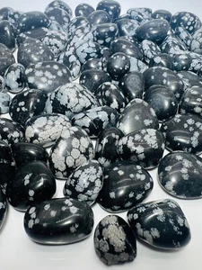 Schneeflocken Obsidian Trommelstein 1kg Qualität Naturstein Heilstein +-20mm - Bild 1 von 11
