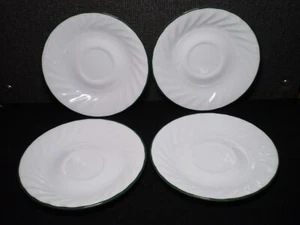 Vintage Lot of (4) Corelle Callaway Calloway Green Scalloped Swirl 6" SAUCERS - Picture 1 of 1