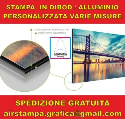 Pannello  dibond alluminio d-bond bianco/argento 3mm con stampa personalizzata - Immagine 1 di 4