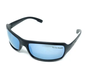 HOBIE Malibu POLARISIERTE Sonnenbrille Satin schwarz/kobaltblau verspiegelt *hat Kratzer - Bild 1 von 12