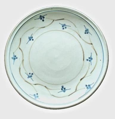 Plato grande redondo azul con patrón floral de gres estampado JD de 16,5" para colgar trasero Foto 1 de 4