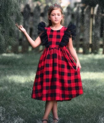 Vestido Milly Trish Scully para Niña en Rojo Cuadros Búfalo Talla 14 Nuevo con Etiquetas Vacaciones Foto 1 de 4