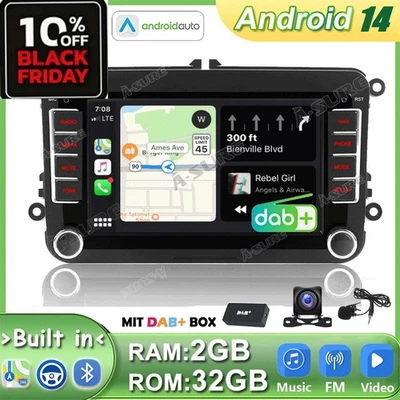 DAB+ CarPlay Autoradio Android 14 Navi Für VW GOLF 5 6 Tiguan Touran Caddy Polo - Bild 1 von 4