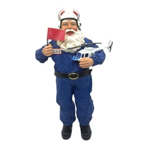 Figura de piloto helicóptero Papá Noel de colección 10,5" bandera de EE. UU. aviador Navidad - Imagen 1 de 9