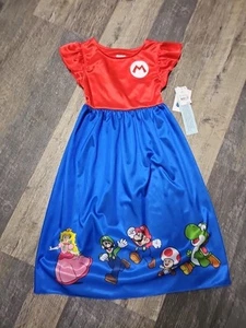 Super Mario Girl's Character Satinet Red Blue Nightgown, sz. 6- 6x Costume - Picture 1 of 3