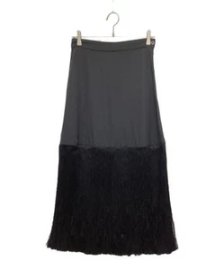 HYKE Black Fringe Skirt #125 Long Skirt Women's 100% Polyester - Imagen 1 de 5