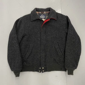 Vintage 90s Woolrich Black Wool Bomber Jacket 1990s - Picture 1 of 4
