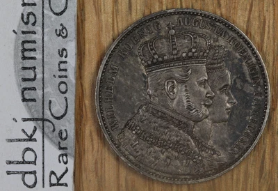 1861A German States - Prussia -  1 Thaler - Coronation - KM 488 - AU dbkjA - Image 1 of 3
