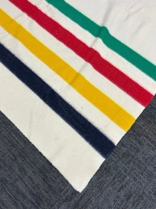 Manta de lana vintage HUDSON BAY 4 puntos 89" x 74" a rayas excelente estado 1 de 2 - Imagen 1 de 9