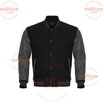 Varsity Jacket – Wool Body & Leather Sleeves | Premium Quality, Free Shipping, - Image 1 of 3