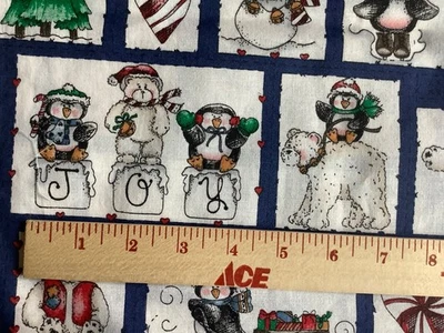 Muñecos de nieve textiles Dianna Marcum Marcus Brothers, pingüinos, osos 1 y 1/3 yardas Foto 1 de 3