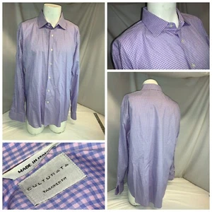 Culturata Tailored Fit Shirt 18 36 XXL Pink Purple Check Cotton Italy YGI J0-24 - Picture 1 of 10