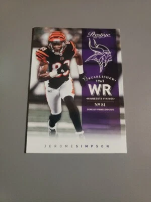 2012 Panini Prestige Football  #41 Jerome Simpson  Minnesota Vikings - Image 1 of 2