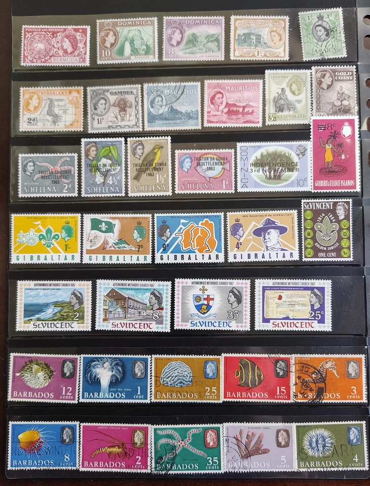British Colonies Stamps - full page- from QEII early years - Image 1 of 1