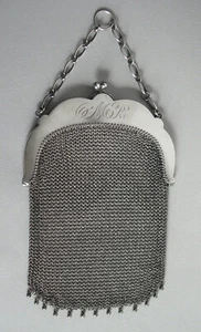 Antique Sterling Silver Mesh Chatelaine Purse ~ Carter Gough / Carter Hale - Picture 1 of 6