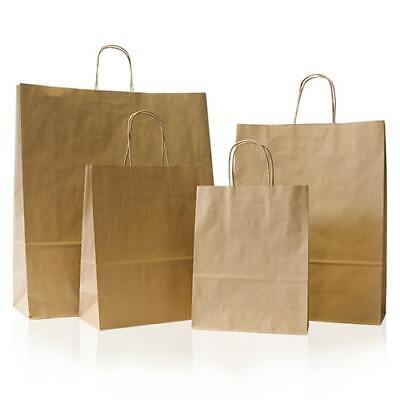 Brown Kraft Paper Carrier Party Gift Bags With Twist Handle Small Medium Large • 4.99£