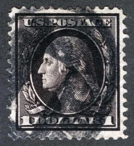 US Sc 342 Violet Brown $1.00 1908 p.12 DLWm Black Oval Reg Cancel - Picture 1 of 1