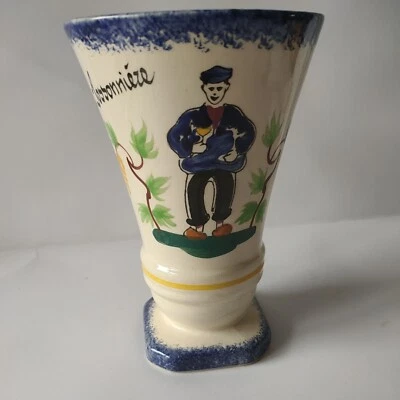 Vintage Quimper Style Vase 17cm Tall peint main La Possonnieze flower A3 - Image 1 of 4