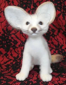 Felting Fennec Fox Forest animals Handmade Soft Toy Merino Wool Crochet Baske - Picture 1 of 9