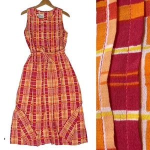 Vestido De Colección Sarah Elizabeth Sun Talla 8 P Naranja Rojo Plisado Suelto Aberturas Laterales Corbata - Imagen 1 de 12