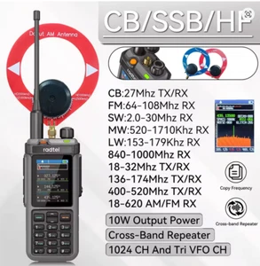 Radtel RT-880 10W AM USB LSB CW CB LW MW SW SS. Airband. Arbee Antenna 27MHZ inc - Zdjęcie 1 z 8