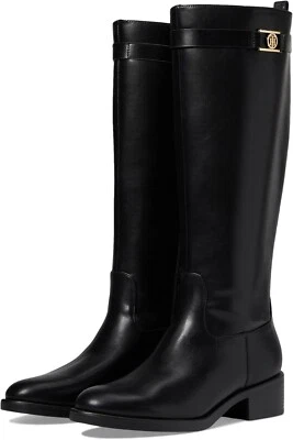Tommy Hilfiger Iviann Womens Riding Boots Black Faux Leather - Image 1 of 3