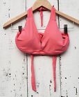 Becca Halter Triangle Coral Pink Swimsuit Bikini Top Size 36-38 D Adjustable NEW