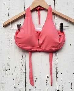 Becca by Rebecca Virtue Halter Triangle Coral Pink Swim Bikini Top Sz 36-38 D - Picture 1 of 4