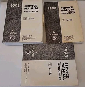 1998 CADILLAC SEVILLE SERVICE MANUAL BOOKS 1, 2, AND 3 STS SLS - Picture 1 of 2