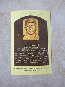 Tarjeta de placa Curteichcolor 1956 doble firmada de la corte Edd Roush garantizada - Imagen 1 de 3