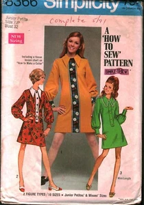 8366 Vintage Simplicity Sewing Pattern Juniors 1960s Dress Two Lengths 7JP OOP - Picture 1 of 2