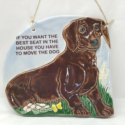 Placa de pared de cerámica Dachshund Dotson Smoky Mountain 1994 vintage 7" x 7" Foto 1 de 4