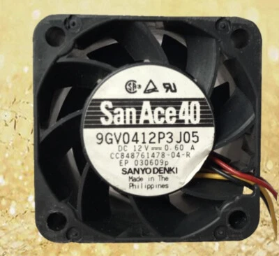 SANYO 12V 4028 0.60A 9GV0412J314/J301/P3J23/J303/J18/J05 Small Cooling Fan - Image 1 of 4