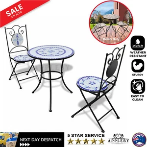 Outdoor Mosaic Bistro Setting Table And Chairs Set Balcony Garden Furniture 3pcs - Picture 1 of 12