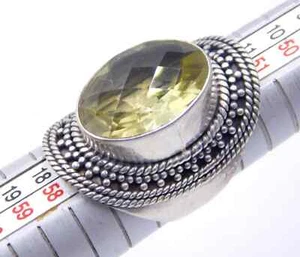 11.20 Gm 925 Sterling Silver Natural Lemon Quartz Cut Stone Nepali Ring Size 7" - Picture 1 of 5