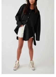 NWT $128 WE THE FREE Free People Freya Button Oversized Poplin Shirt Top Size XS - Picture 1 of 12