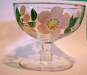 FRANCISCAN DESERT ROSE FOOTED GLASS DESSERT / SHERBET BOWL - Picture 1 of 2