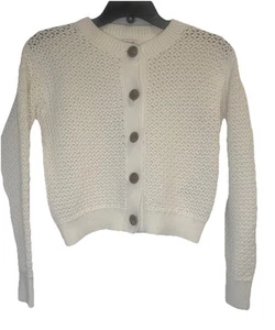 J.CREW Women’s Ivory Crochet Cardigan Sweater Sz XS Casual Preppy Coastal School - Picture 1 of 7