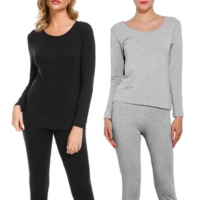 Womens Winter Ultra-Soft Fleece Lined Thermal Top&Bottom Underwear 2pcs Set S-XL - Image 1 of 4