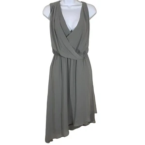 Haute Hippie NWT Asymmetrical Light Gray Coal Chiffon Dress Sz S - Picture 1 of 12